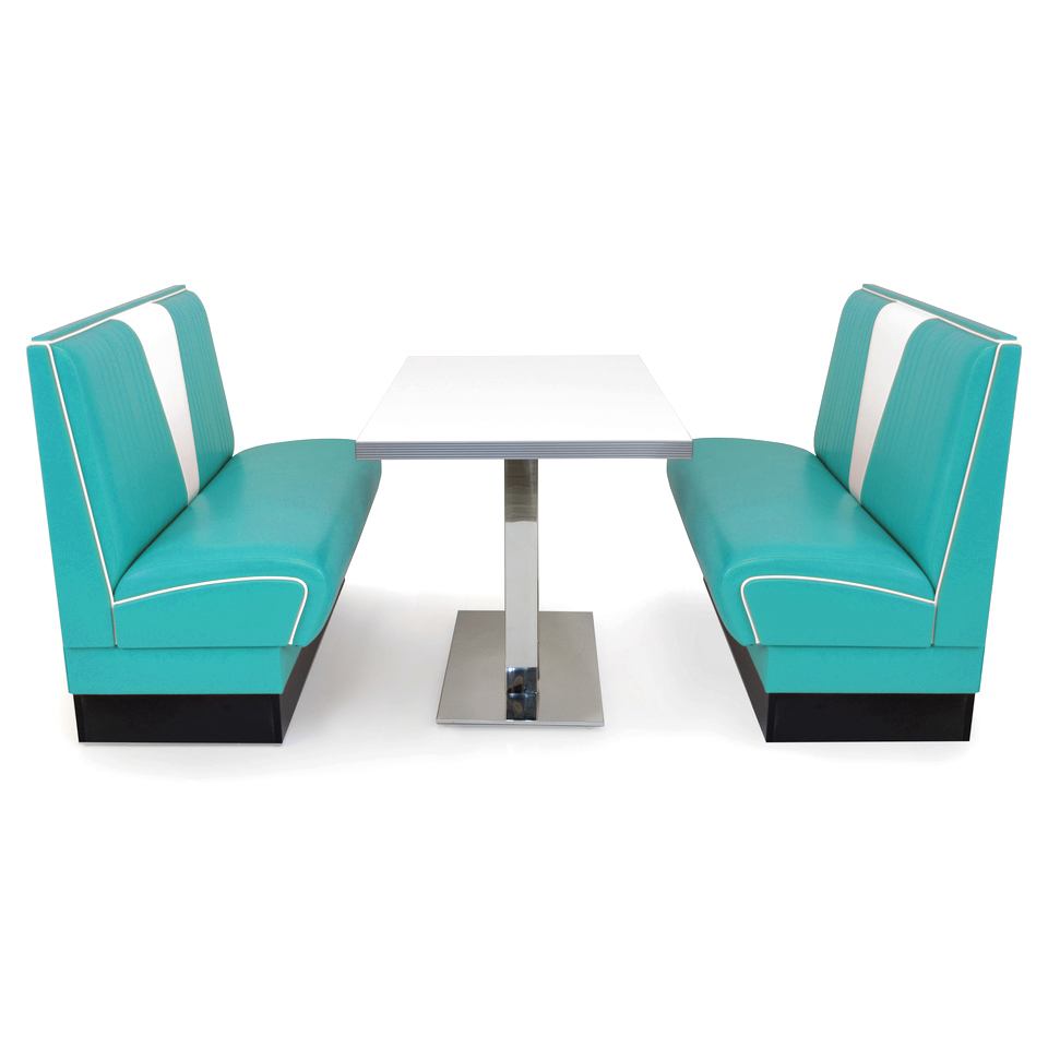 American Diner Set II Omaha Türkis matt - schwarzer Tisch