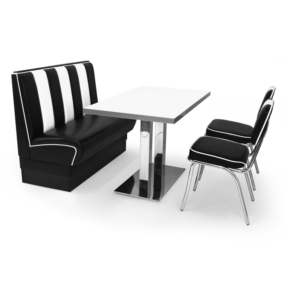 American Diner Set Lincoln II Schwarz matt - weißer Tisch
