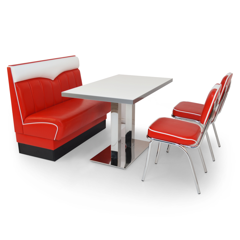 American Diner Set Madison Rot matt - weißer Tisch