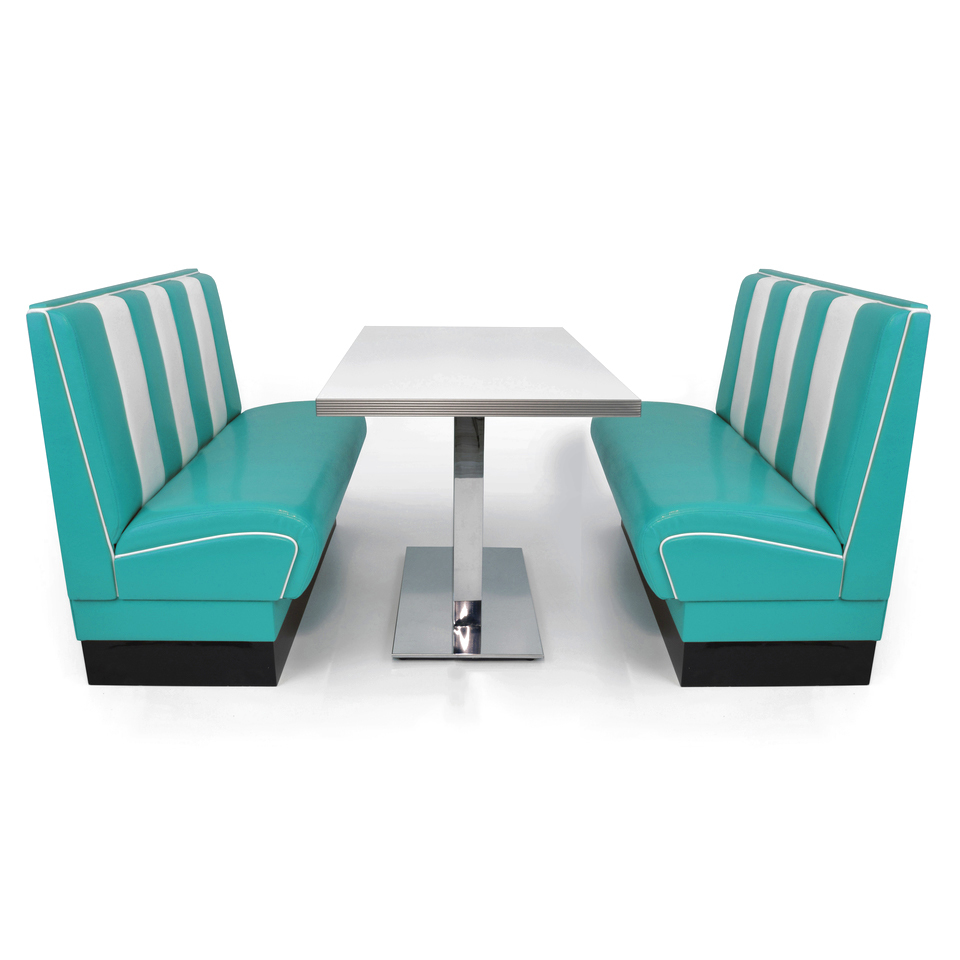 American Diner Set II Lincoln II Türkis glänzend - weißer Tisch