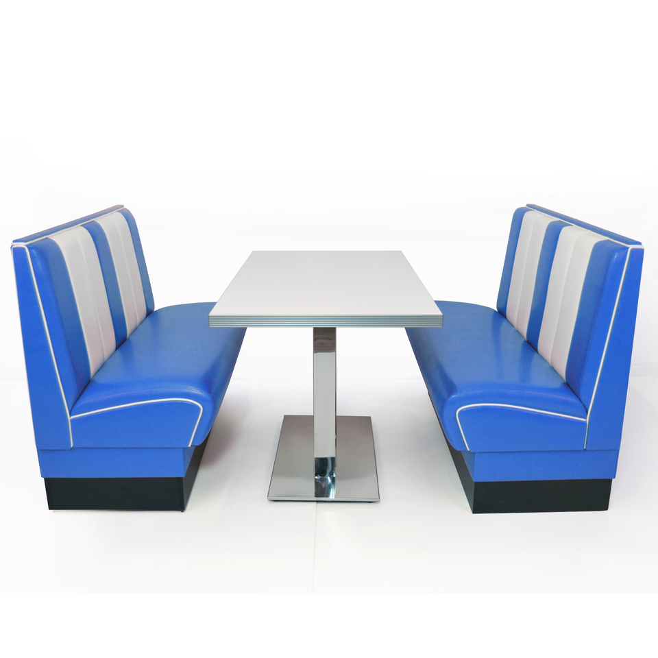 American Diner Set I Lincoln I Blau glänzend - weißer Tisch