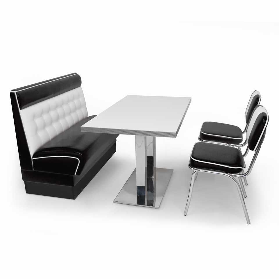 American Diner Set Pender Schwarz glänzend - weißer Tisch
