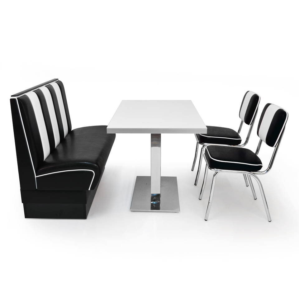 American Diner Set Lincoln II Schwarz matt - weißer Tisch