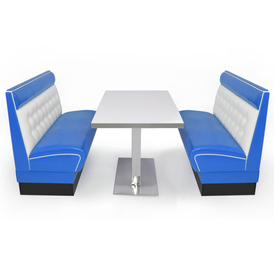 American Diner Set Pender II Blau matt - schwarzer Tisch