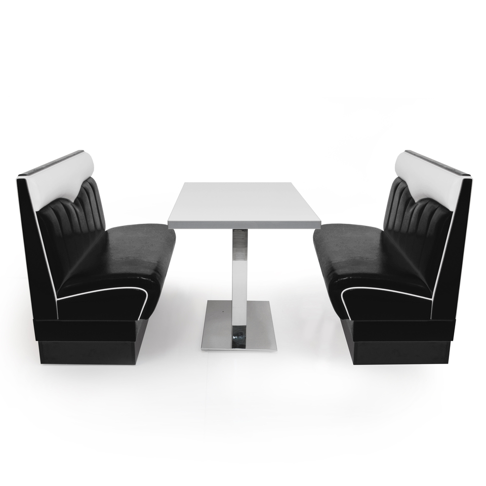 American Diner Set II Madison Schwarz glänzend- weißer Tisch