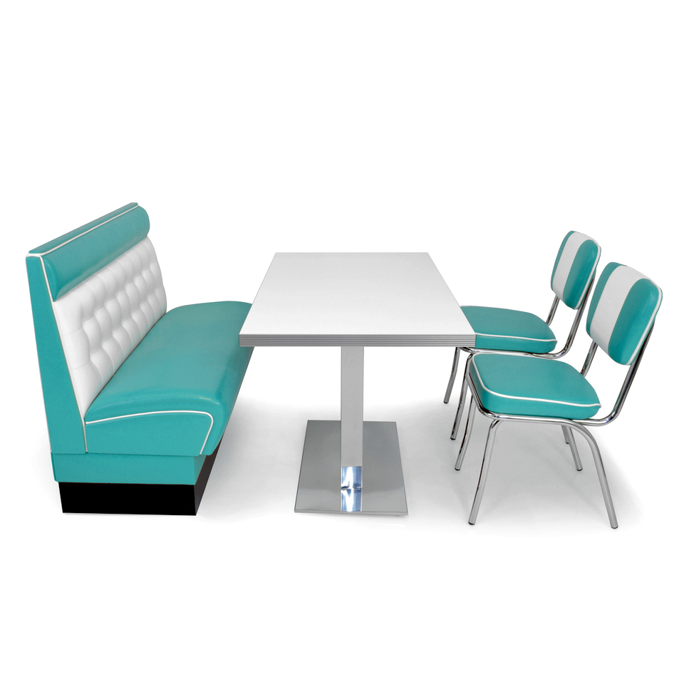 American Diner Set Pender Türkis matt - weißer Tisch