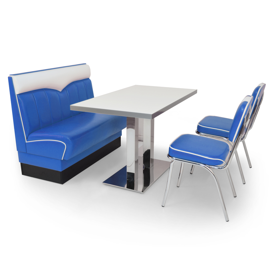 American Diner Set Madison Blau matt - schwarzer Tisch