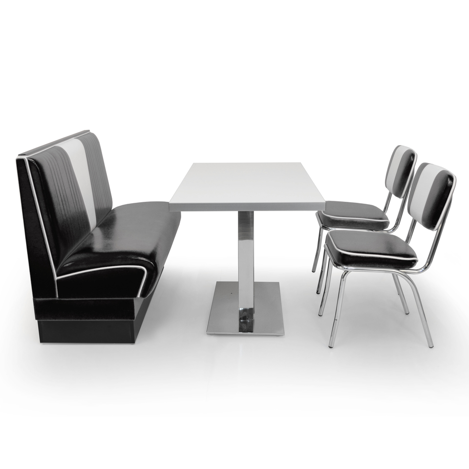 American Diner Set Omaha Schwarz glänzend- weißer Tisch