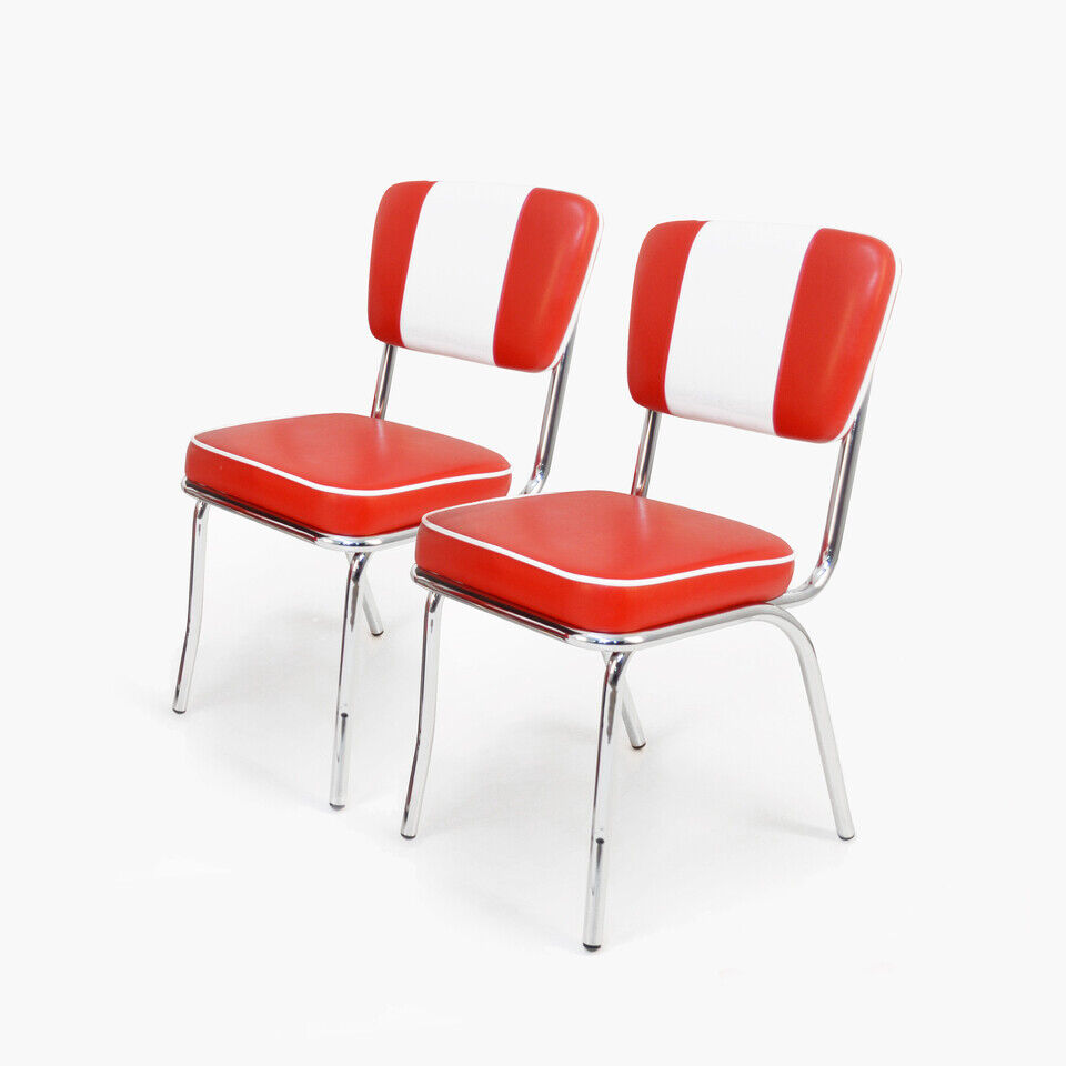 American Diner Set Hooper 1x Dinerbank 2x Retro Stühle 1x Dinertisch Rot