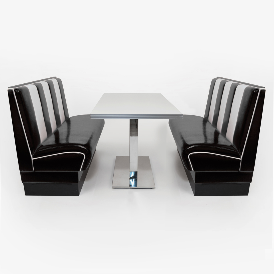 American Diner Set II Lincoln II Schwarz matt - weißer Tisch