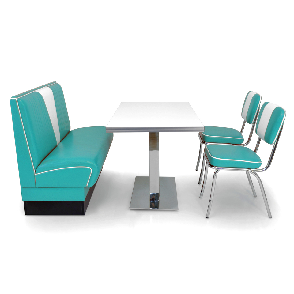 American Diner Set Omaha Türkis matt - schwarzer Tisch