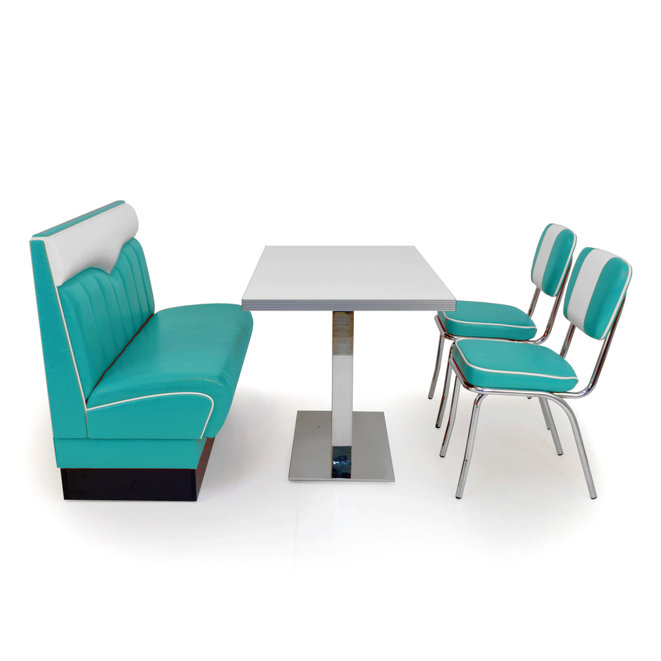 American Diner Set Madison Türkis matt - schwarzer Tisch