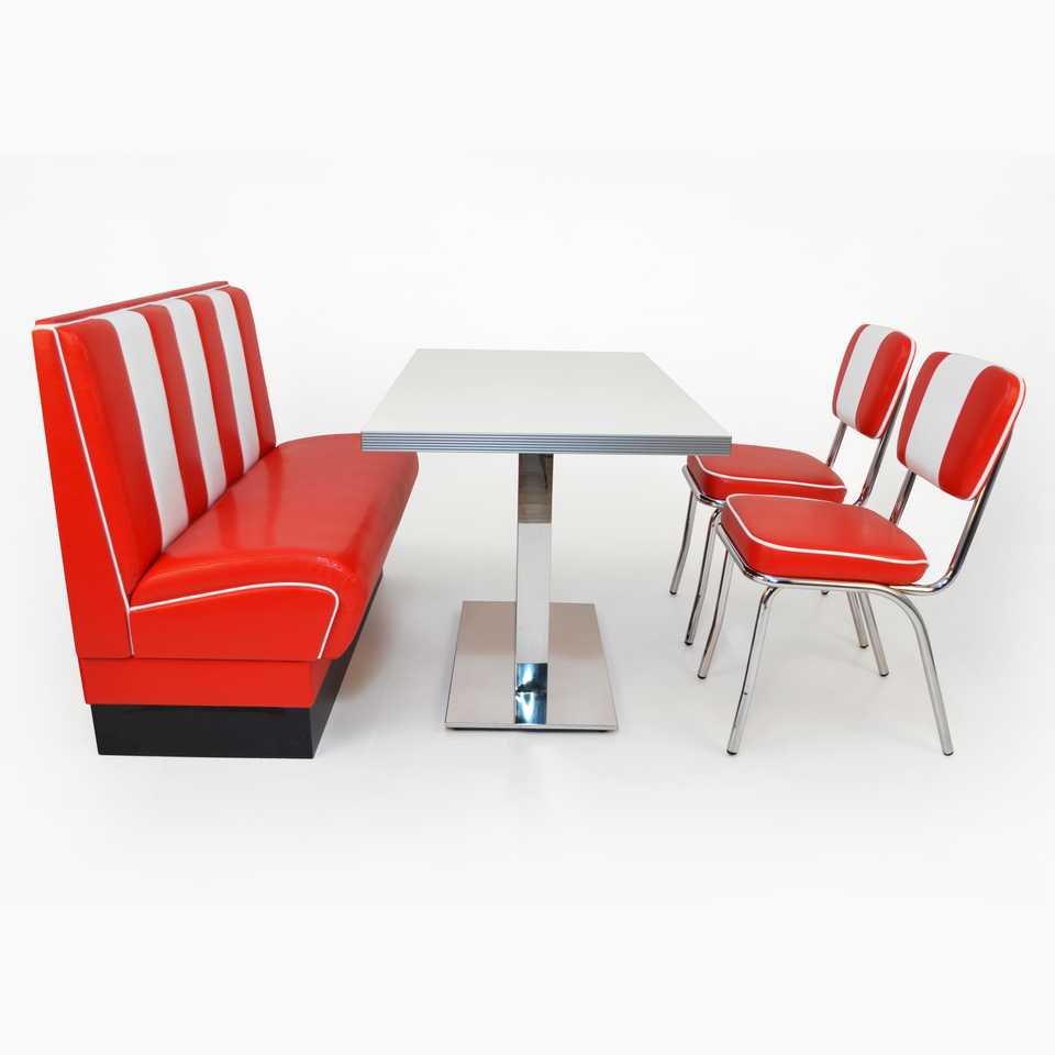 American Diner Set Lincoln II Rot matt - weißer Tisch