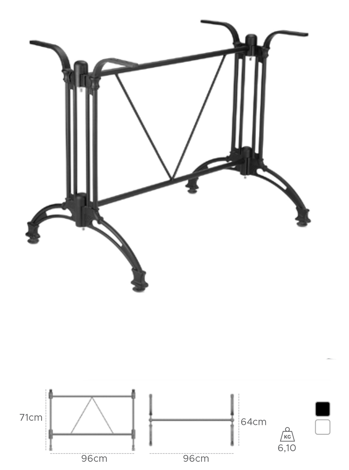  Restaurant Gastronomie Tischgestell TTB3 schwarz und weiss