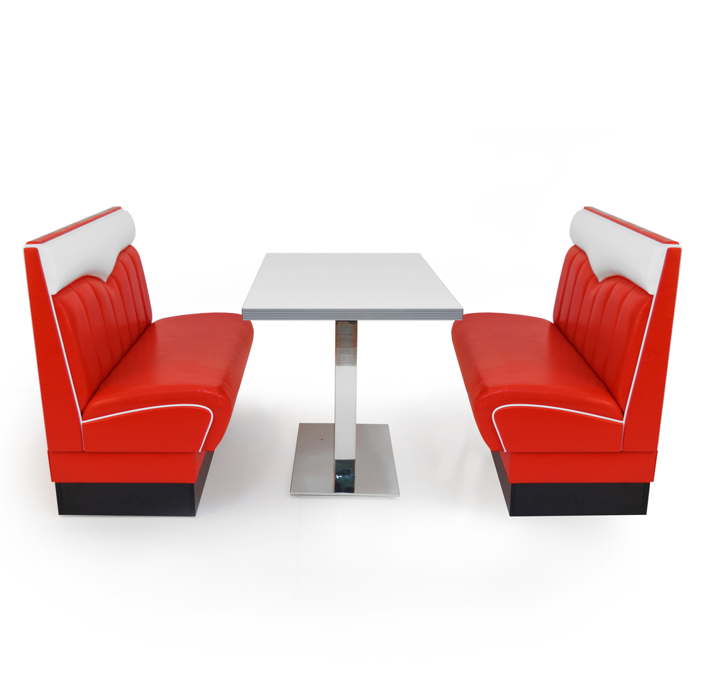American Diner Set II Madison Rot matt - weißer Tisch