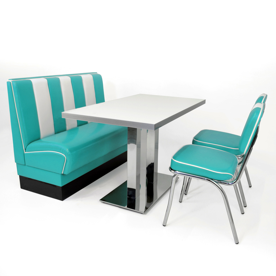 American Diner Set Lincoln II Türkis glänzend - weißer Tisch