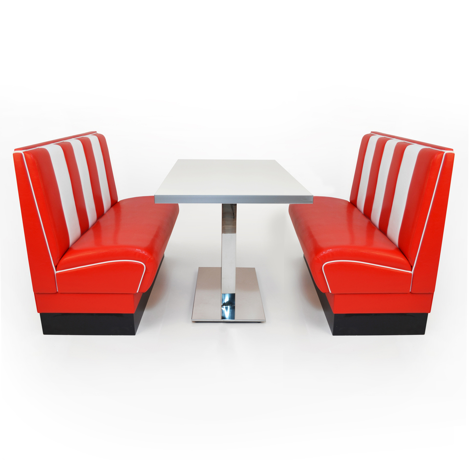 American Diner Set II Lincoln II Rot glänzend - schwarzer Tisch