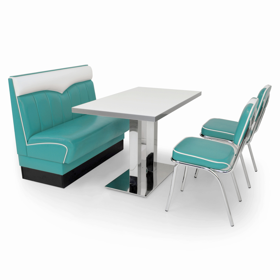 American Diner Set Madison Türkis matt - schwarzer Tisch