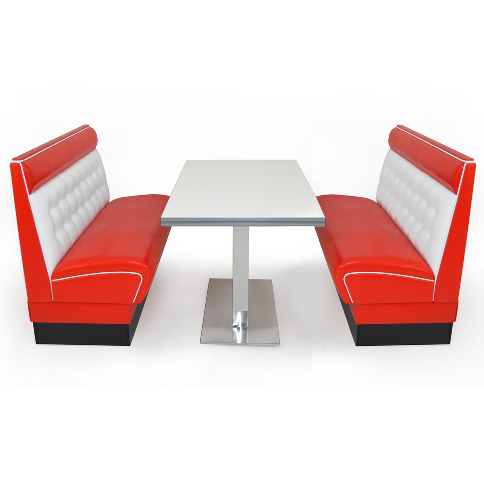 American Diner Set Pender II Rot matt - weißer Tisch