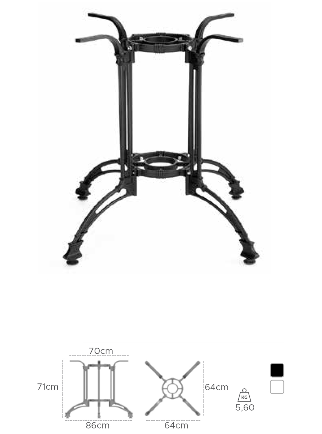  Restaurant Gastronomie Tischgestell TTB2 schwarz und weiss