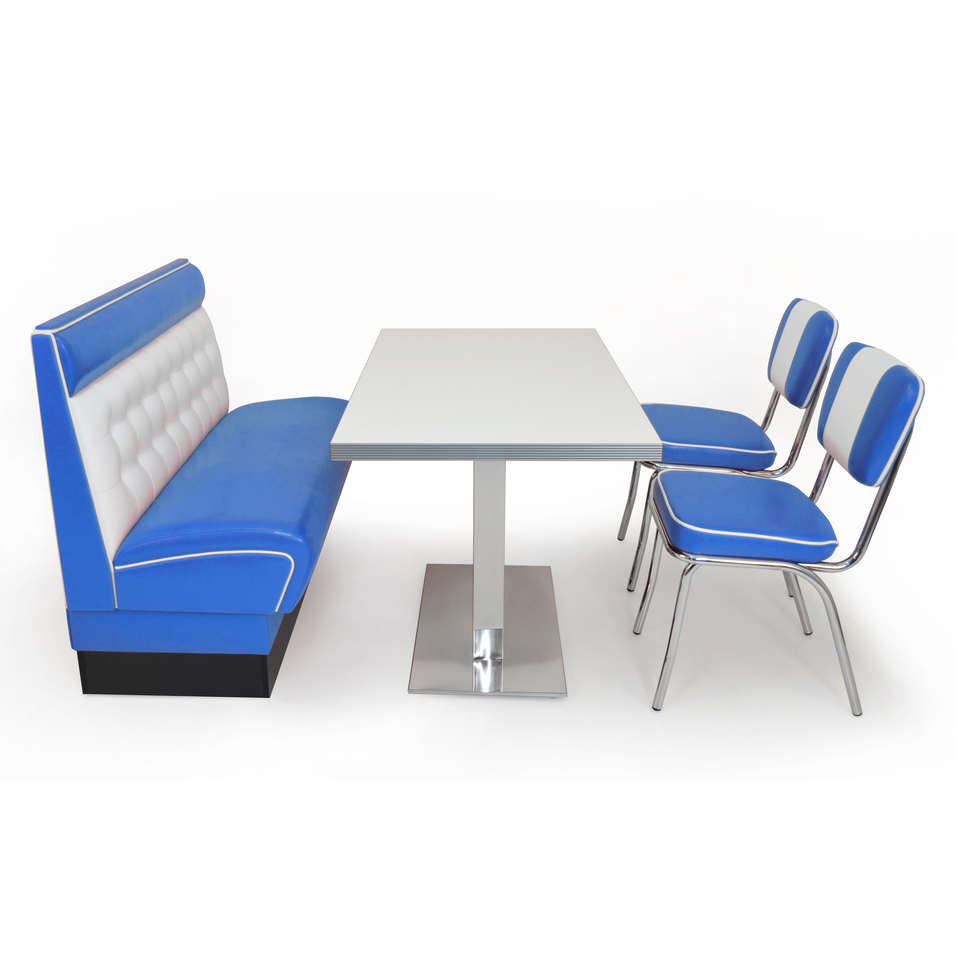 American Diner Set Pender Blau matt - schwarzer Tisch