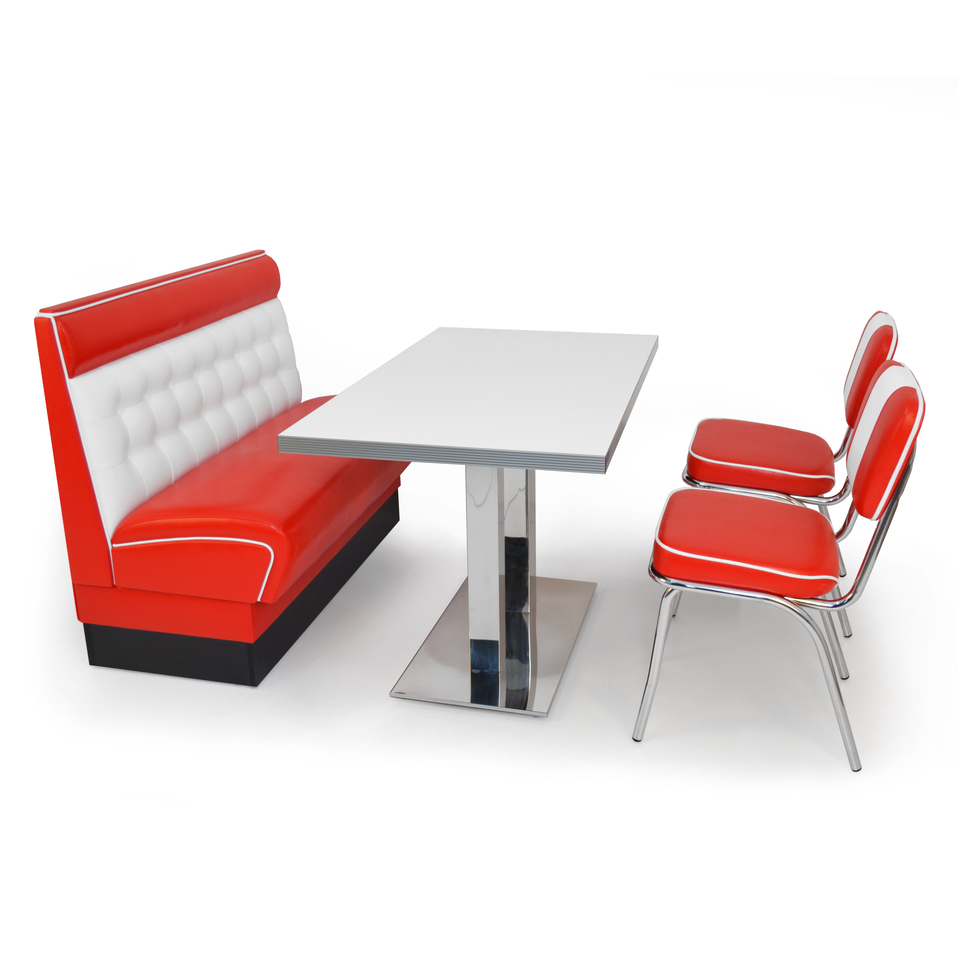 American Diner Set Pender Rot matt - weißer Tisch