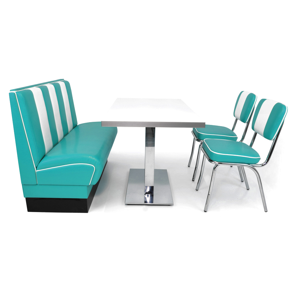 American Diner Set Lincoln II Türkis glänzend - weißer Tisch