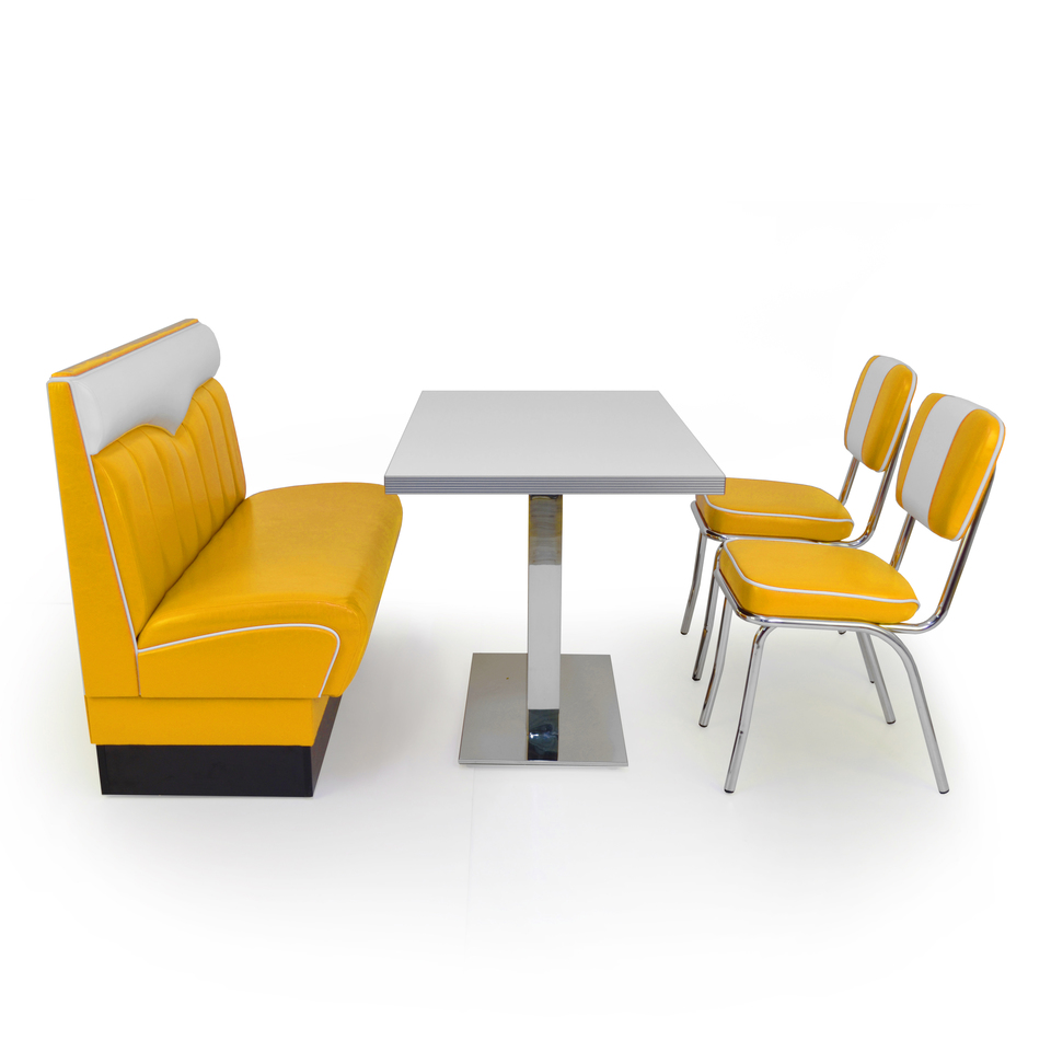 American Diner Set Madison Gelb glänzend - weißer Dinertisch