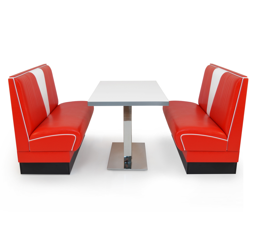 American Diner Set II Omaha Rot glänzend - weißer Tisch