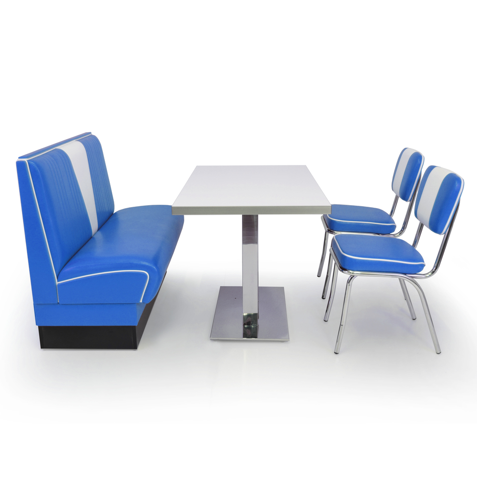 American Diner Set Omaha Blau matt - schwarzer Tisch