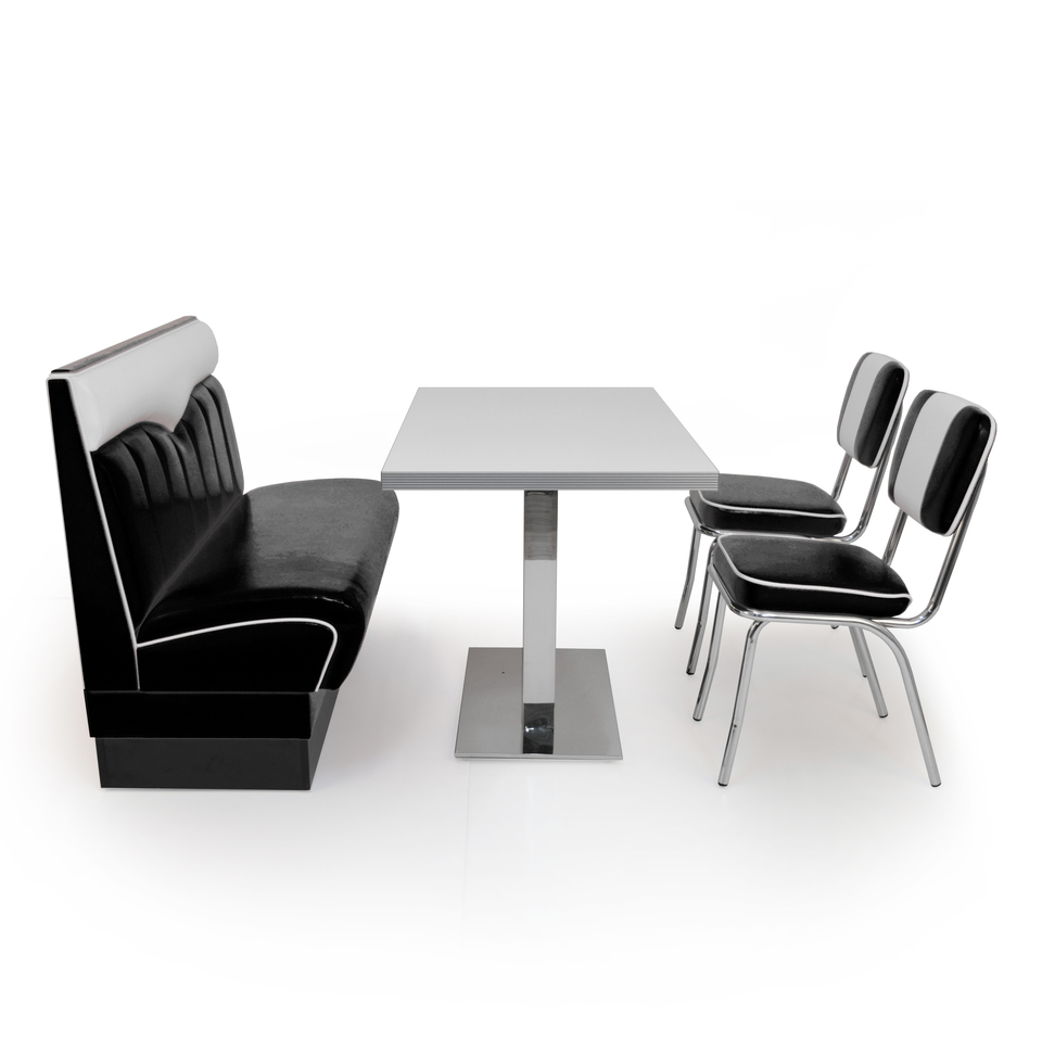 American Diner Set Madison Schwarz glänzend- weißer Tisch