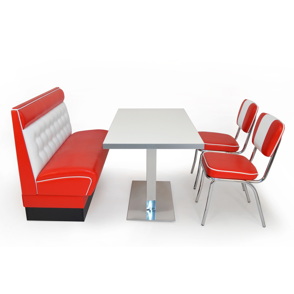 American Diner Set Pender Rot matt - weißer Tisch