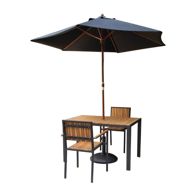 Abyalven Garnitur 2 Stühle 1 Tisch 80x80 Stahl Akazienholz