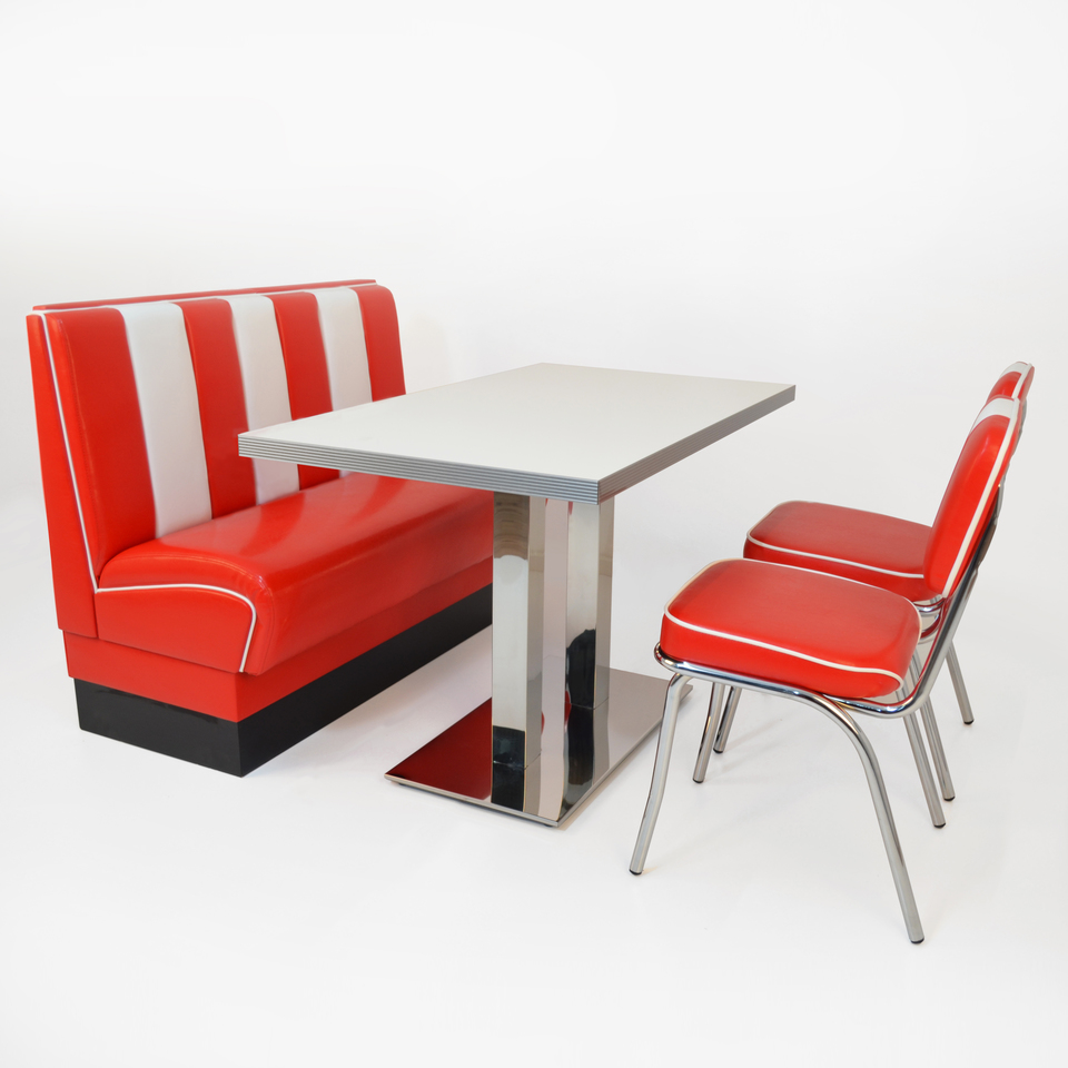 American Diner Set Lincoln II Rot matt - weißer Tisch
